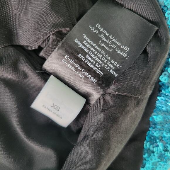 Y2k Bebe Turquoise Shimmer Blink Party Dress sparkle XS sexy Bodycon - Picture 7 of 13